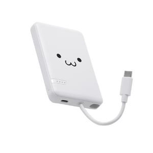 エレコム USB Type-C(TM)ケーブル一体モバイルバッテリー(5000mAh/12W) しろちゃん(ホワイト×ブラック) DE-C62-5000WF エレコム USB Type-C(TM)ケーブル一体モバイルバッテリー(5000mAh/12W) しろちゃん(ホワイト×ブラック) DE-C62-5000WF