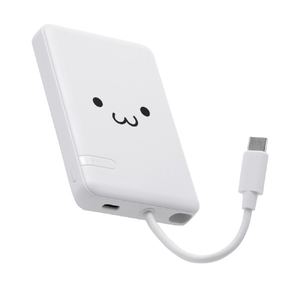 エレコム USB Type-C(TM)ケーブル一体モバイルバッテリー(5000mAh/12W) しろちゃん(ホワイト×ブラック) DE-C62-5000WF-イメージ2