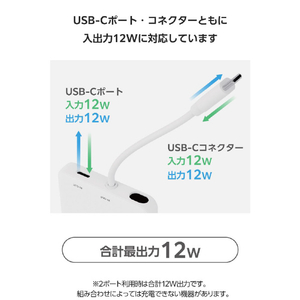 エレコム USB Type-C(TM)ケーブル一体モバイルバッテリー(5000mAh/12W) しろちゃん(ホワイト×ブラック) DE-C62-5000WF-イメージ6