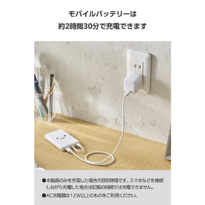 エレコム USB Type-C(TM)ケーブル一体モバイルバッテリー(5000mAh/12W) しろちゃん(ホワイト×ブラック) DE-C62-5000WF-イメージ8
