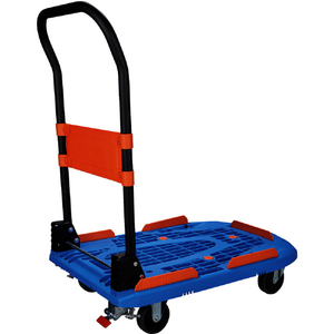 トラスコ 樹脂台車 カルティオ ７８０Ｘ４９０ 折畳 ブルー スチールストッパー付 完成品 MPK-780-B-SS-イメージ7