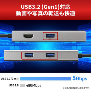 バッファロー USB-Cドッキングステーション 5ポート PD非対応 シルバー LUD-U3-CU301SV-イメージ5