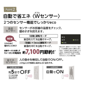 ダイニチ セラミックヒーター ブラック EF-P1200H-K-イメージ4