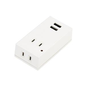 ヤザワ 雷ガード付USBフロントタップ(2個口・2．1A) ホワイト Y02FSK400WH2U-イメージ1