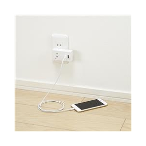 ヤザワ 雷ガード付USBフロントタップ(2個口・2．1A) ホワイト Y02FSK400WH2U-イメージ2