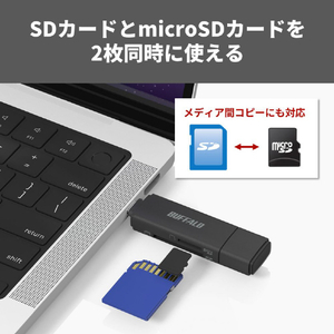 バッファロー Type-C/Type-A接続 USB3．2 Type-Cカードリーダー ブラック BSCR130U3CBK-イメージ4