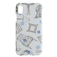 Happymori iPhone XR用背面ケース French Cafe Bar ブルー HM14470I61