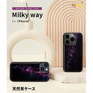 ikins iPhone 15用天然貝ケース Milky way I25471I15-イメージ2