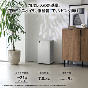 シャープ 加湿レス空気清浄機 オリジナル Purefit ホワイト系 FP-70E6-W-イメージ3