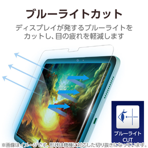 エレコム 11インチiPad Air(M3/M2)用ガラスフィルム 動画映え 高透明 BLカット ガイト付 TB-A25MFLGARBL-イメージ7