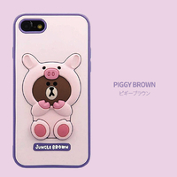 LINE FRIENDS iPhone SE(第3世代)/SE(第2世代)/8/7用SILICON CASE ピギーブラウン KCL-CPB001