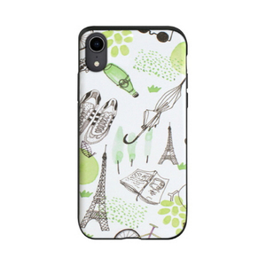 Happymori iPhone XR用背面ケース Card slide French Cafe グリーン HM14476I61-イメージ1