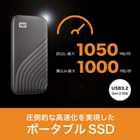 WESTERN DIGITAL WDBAGF0010BGD-JESN 外付けSSD USB-C+USB-A接続(1TB