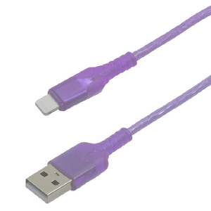 インプリンク Lightning/Type-Aクリアケーブル(1．0m) パープル IMUSAL100CLPU-イメージ1