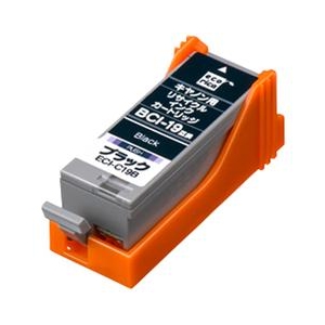 BCI-19BK 互換。 ●対応カートリッジ：キヤノン BCI-19BK黒 対応。 ●※エコリカ商品に関する初期不良対応を含めたお問い合わせにつきましてはユーザー様とメーカーとの直接対応となります。『