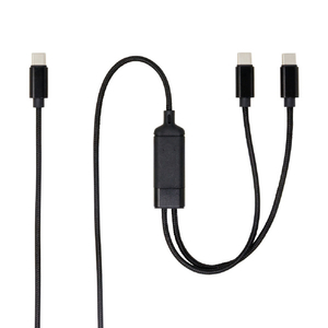 アイネックス USB-C二股充電ケーブル PD100W対応 1．2m ブラック UYC-CC12P10-イメージ1