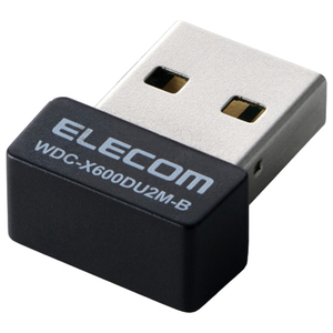 エレコム Wi-Fi 6 USB 480Mbps対応 600Mbps小型無線LANアダプター ブラック WDC-X600DU2M-B-イメージ1