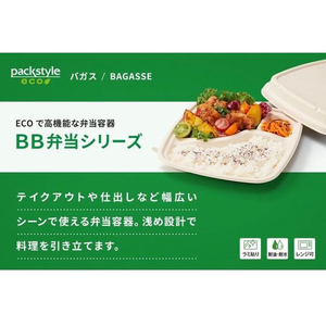 パックスタイル バガス容器 BB弁当 N23-23B ラミ 本体 50枚 FC313SH-00653868-イメージ6