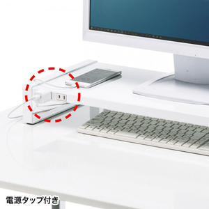 サンワサプライ 電源タップ+USBハブ付き机上ラック(W1000mm) ホワイト MR-LC206WN-イメージ4