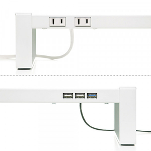 サンワサプライ 電源タップ+USBハブ付き机上ラック(W1000mm) ホワイト MR-LC206WN-イメージ6