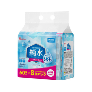 アイリスオーヤマ 純水ウェットティッシュ 60枚×8個 FCJ417K-WTS-60P8P-イメージ1