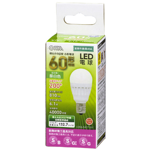 オーム電機 LED電球 E17口金 全光束810lm(6．1W小形電球広配光タイプ) 昼白色相当 LDA6N-G-E17 IS51-イメージ1