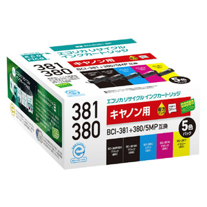 エコリカ 互換リサイクルインクカートリッジ(5色パック) ブラック(顔料)、ブラック、シアン、マゼンタ、イエロー(染料) ECI-C381-5P エコリカ 互換リサイクルインクカートリッジ(5色パック) ブラック(顔料)、ブラック、シアン、マゼンタ、イエロー(染料) ECI-C381-5P