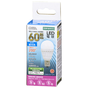 オーム電機 LED電球 E17口金 全光束810lm(6．1W小形電球広配光タイプ) 昼光色相当 LDA6D-G-E17 IS51-イメージ1