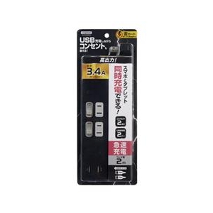 ヤザワ 個別スイッチ付USBタップ(2個口・2m) ブラック Y02KS422BK2U-イメージ3
