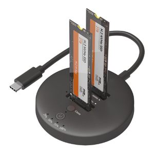 アイネックス クローン対応 USB 20Gbps M．2 NVMe SSDスタンド 2スロット ブラック HDE-21-イメージ2