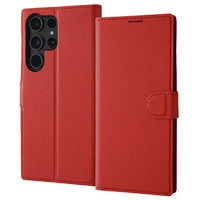レイアウト Galaxy S23 Ultra用手帳型レザーケース シンプル マグネット レッド RT-GS23UELC1/R