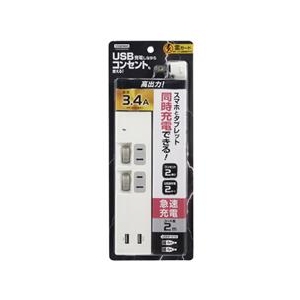 ヤザワ 個別スイッチ付USBタップ(2個口・2m) ホワイト Y02KS422WH2U-イメージ3