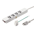 サンワサプライ 電源タップ(3P・4個口・3m) ホワイト TAP-34MG-3
