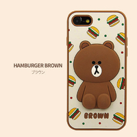 LINE FRIENDS iPhone SE(第3世代)/SE(第2世代)/8/7用SILICON CASE ハンバーガーブラウン KCL-CHB001