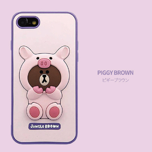 LINE FRIENDS iPhone SE(第3世代)/SE(第2世代)/8/7用SILICON CASE ハンバーガーブラウン KCL-CHB001-イメージ10