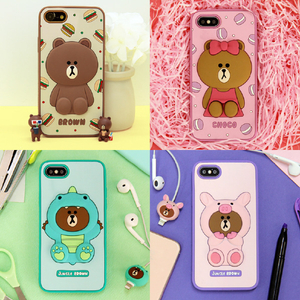 LINE FRIENDS iPhone SE(第3世代)/SE(第2世代)/8/7用SILICON CASE ハンバーガーブラウン KCL-CHB001-イメージ4