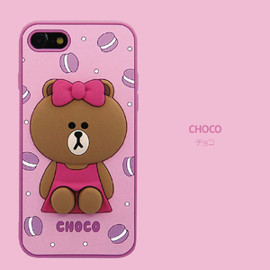 LINE FRIENDS iPhone SE(第3世代)/SE(第2世代)/8/7用SILICON CASE ハンバーガーブラウン KCL-CHB001-イメージ8