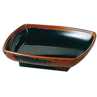 エンテック 長次郎窯角小皿 内黒 FC73036-AN55B