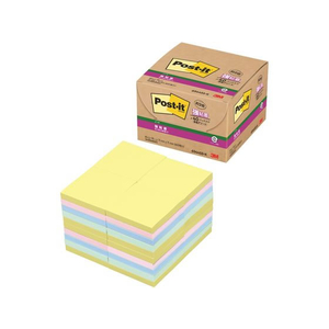 3M ポスト・イット ノート 再生紙 強粘着 75×75mm 4色 40冊 FC58682-6544SS-K-イメージ1