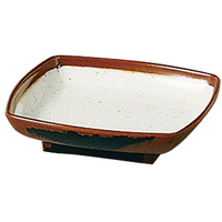 エンテック 長次郎窯角小皿 内白マーブル FC73038-AN55W