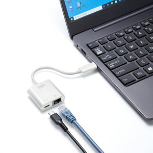 サンワサプライ USB3．2 TypeC-LAN変換アダプタ(PD対応) ホワイト USB-CVLAN7W-イメージ2