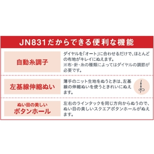 ジャノメ コンピュータミシン フットコントローラー付き ホワイト、一部ゴールド JN831-イメージ3