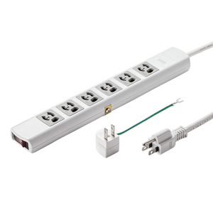サンワサプライ 電源タップ(3P・6個口・5m) ホワイト TAP-36MG-5-イメージ1
