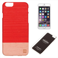 Man & Wood iPhone 6s/6用天然木ケース Little peach ホワイトフレーム I4483I6