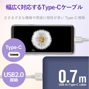 エレコム やわらか耐久USB Type-Cケーブル(0．7m) ホワイト MPA-ACYS07NWH-イメージ3