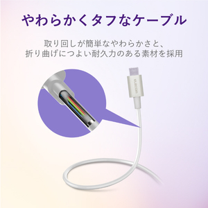 エレコム やわらか耐久USB Type-Cケーブル(0．7m) ホワイト MPA-ACYS07NWH-イメージ6