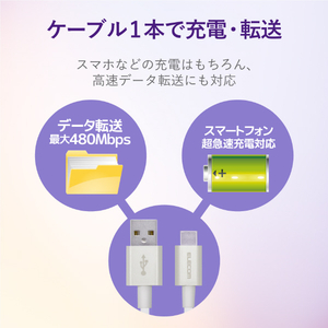 エレコム やわらか耐久USB Type-Cケーブル(0．7m) ホワイト MPA-ACYS07NWH-イメージ7