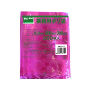 トラスコ中山 TRUSCO 小型ポリ袋 縦300×横200×t0.05 赤 200枚入 FC255GN-3620751-イメージ1