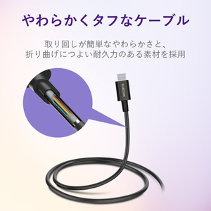 エレコム やわらか耐久USB Type-Cケーブル(1．2m) ブラック MPA-ACYS12NBK-イメージ6