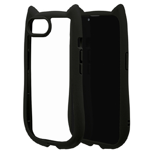 ラスタバナナ iphone17e/16e用 mimi 猫耳ﾊｲﾌﾞﾘｯﾄﾞｹｰｽ tpu×pc ブラック 8653IP5EHPBK-イメージ1